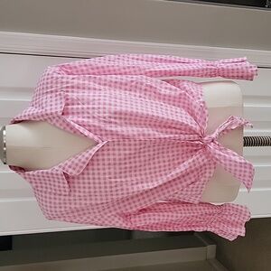 Pink cotton check tie shirt and pants size 16